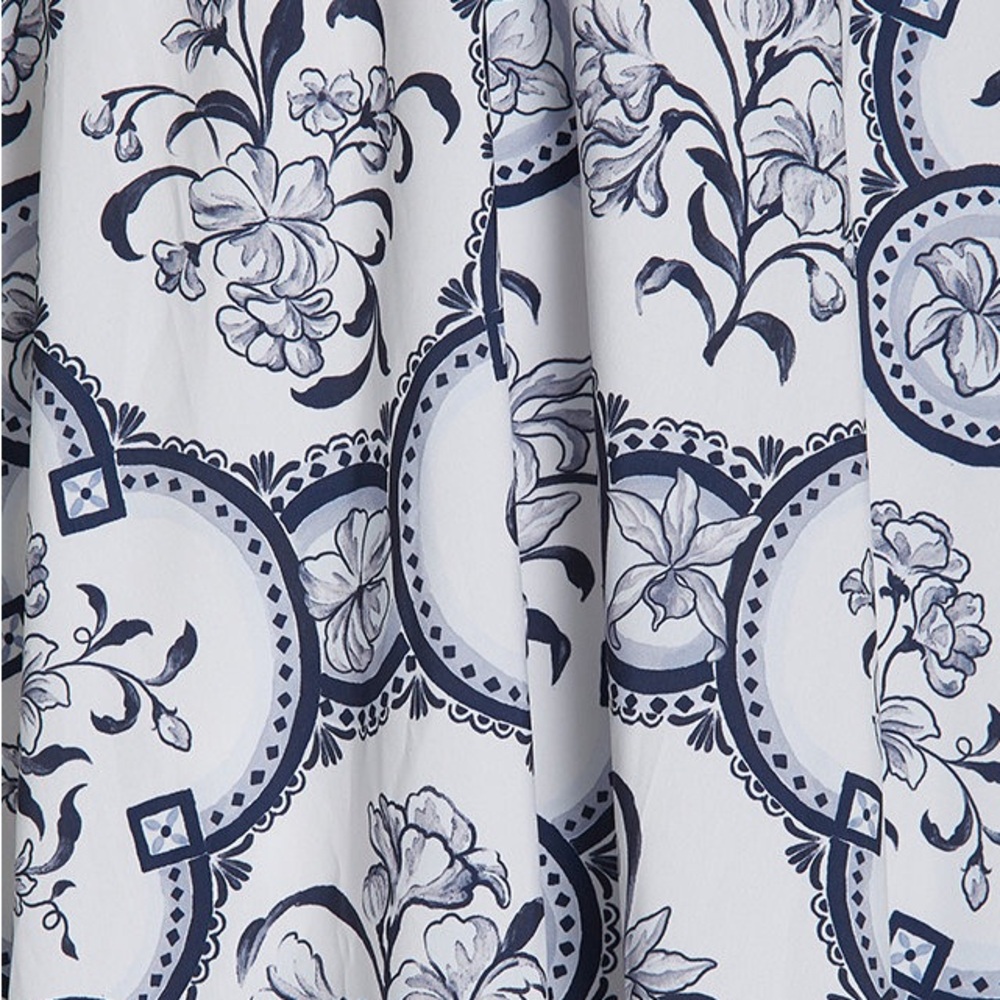 Andres Otalora Raquira Off-Shoulder Floral Tile Maxi Dress Blue White Size 4 - Picture 7 of 12